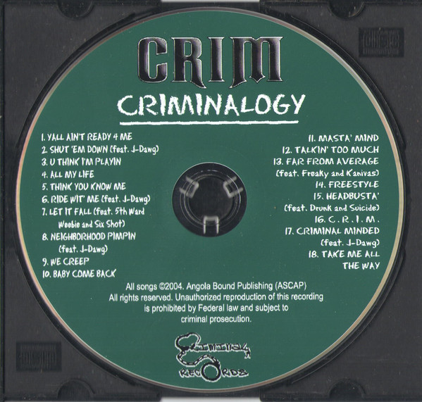 Criminalogy by Crim (CD 2003 Criminal Records) in New Orleans | Rap ...