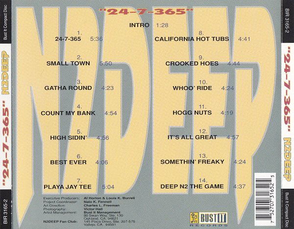 24 7 365 By N2deep Cd 1994 Bust It Records In Vallejo Rap The Good Ol Dayz