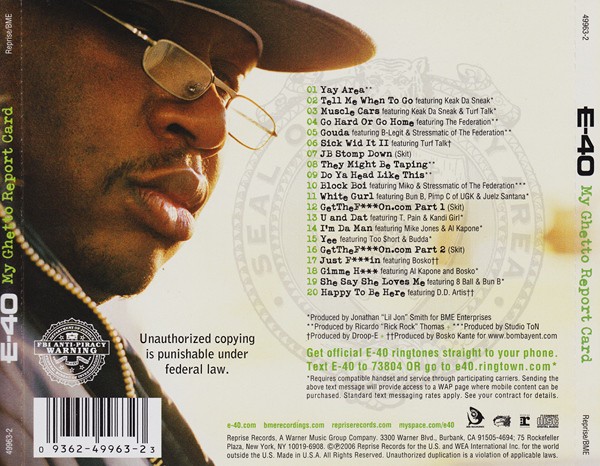 My Ghetto Report Card By E-40 (cd 2006 Bme Recordings) In Vallejo 