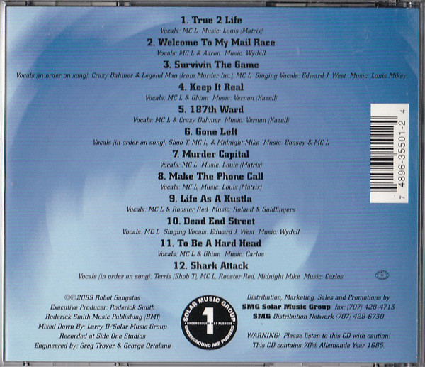 True 2 Life by L The Black Robbin Hood (CD 1996 Hard Head Records) in ...